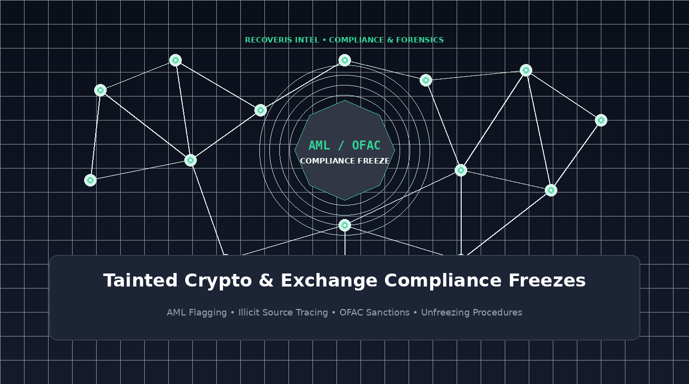 Criptomoedas contaminadas e bloqueios de conformidade em corretoras: o que fazer se seus fundos forem retidos por alertas AML, OFAC ou origem ilícita